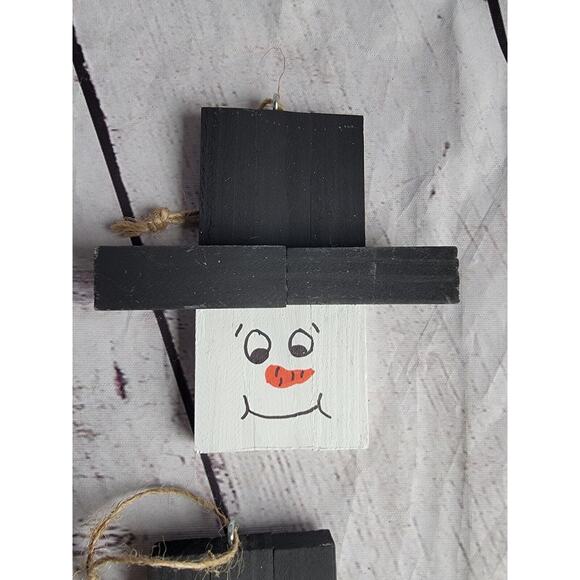 Handmade Lot 4 Wooden Handpainted Snowman Ornaments New Lot 1 - Picture 4 of 7